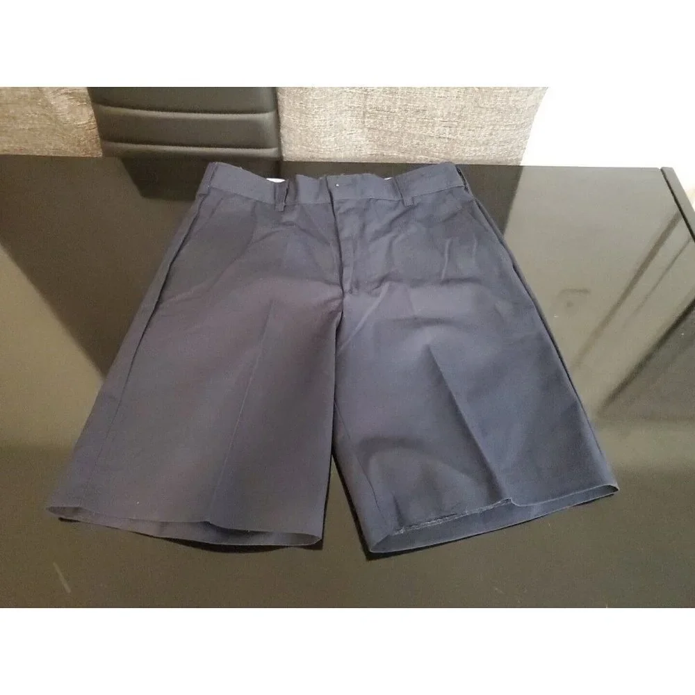 Aramark Work Shorts Men Dark Blue Flat Front 5 Pocket Size 33R